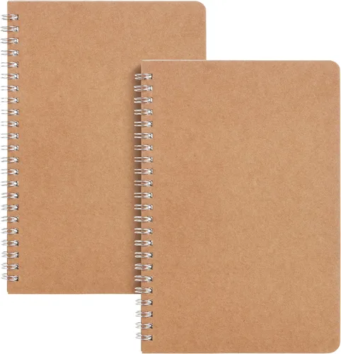 Mr. Pen - Cuaderno de espiral, A5, tapa kraft, paquete de 2, 80 páginas, cuaderno de bocetos, cuaderno de dibujo, espiral de cuaderno, cuaderno