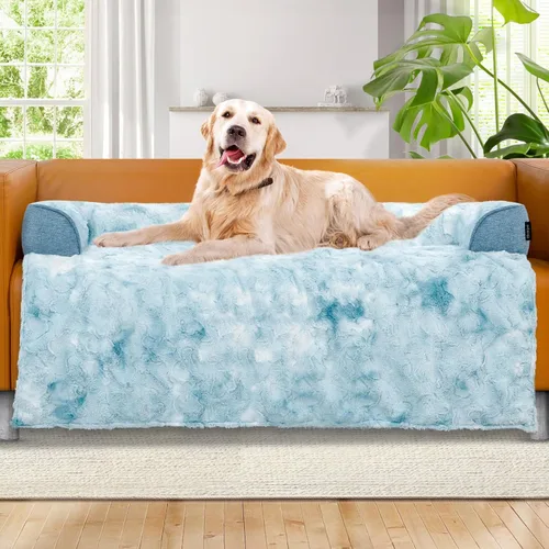 Miniatura 21 de Cama calmante para perros grande para sofá, funda de sofá extraíble de 41 x 37 pulgadas para perros, lavable, antideslizante y esponjosa de felpa