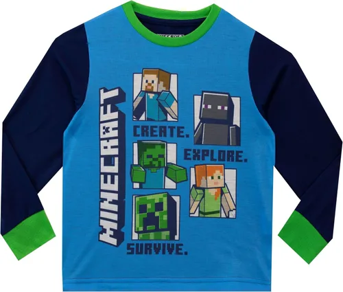 Miniatura 2 de Minecraft Pijama para niño Steve and Creeper Azul verde