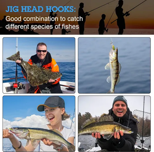 Miniatura 7 de 15 piezas Swimbait Jig Head Jig Head Cebo Cabeza Cebo de plomo Pesado Ganchos Giratorios Jig Head Spinning Fish Jig Head para agua salada y agua