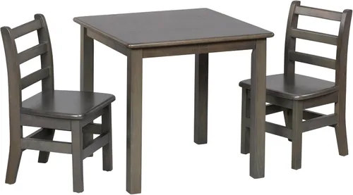 Miniatura 13 de ECR4Kids Juego de mesa y silla de madera dura de 24 x 24 pulgadas, altura de asiento de 12 pulgadas, muebles para niños, blanco antiguo, 3 piezas