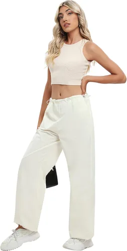Miniatura 2 de DECIVI Pantalones de paracaídas para mujer Y2K Pantalones elásticos de cintura baja con cordón de ajuste holgado
