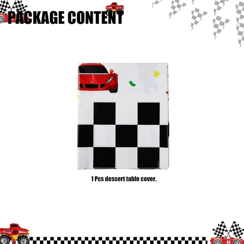 Miniatura 2 de Cubierta de mesa de plástico para fiesta temática de coche de carreras, suministros de decoración de fiesta de cumpleaños para niños, 1 ud