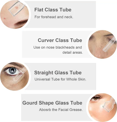 Miniatura 4 de Elitzia Cuatro tipos de tubos de vidrio absorbente de espinillas para acné Accesorios de máquina de belleza de electroterapia de uso múltiple 10/Set