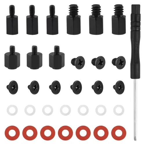 Miniatura 8 de Kit de surtido de 350 tornillos para computadora, separadores de placa base de acero al carbono negro de 6-32 macho a M3 hembra para disco duro SSD