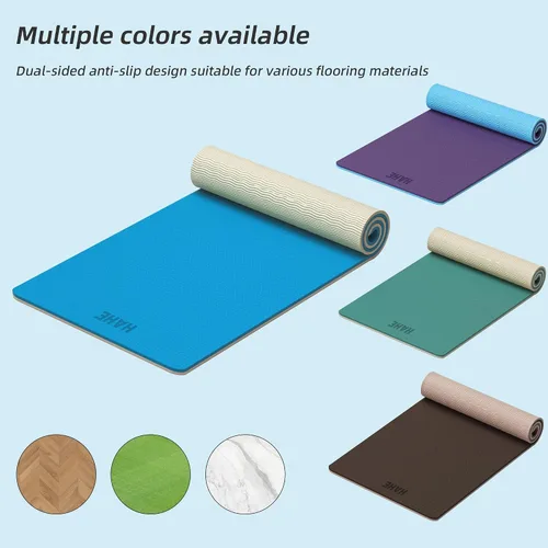 Miniatura 7 de HAHE Extra Thick Yoga Mat, 72"Lx32"Wx0.4"Th (10mm), Wide Non-slip Exercise Mats with Carry Strap, Double-Sided POE Fitness Mat for Yoga, Pilates &