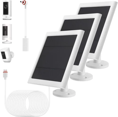 Miniatura 9 de Panel solar IP65 para exteriores para cámaras de anillo (blanco 1P) Spotlight Cam Plus/Pro Stick Up Cam/Pro Wireless Outdoor con cable largo de 10