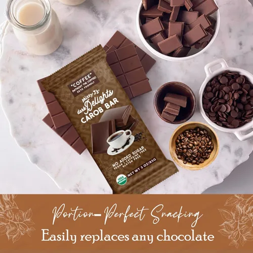 Miniatura 7 de Missy J's Organic Carob Dark Delights - Barra de caramelo de café sin azúcar, 3 onzas, paquete de 12 unidades, vegano, sin gluten y cafeína
