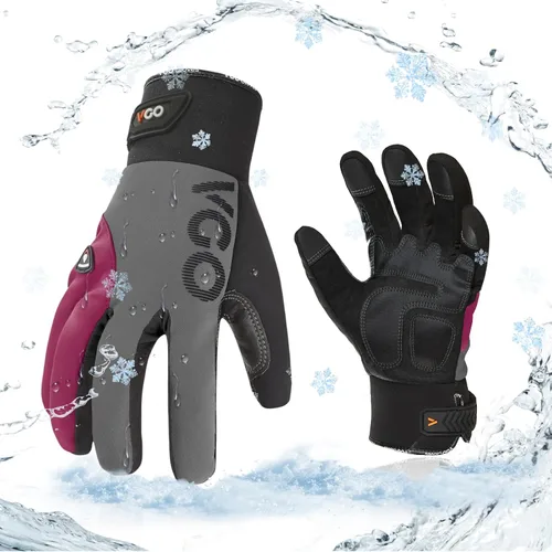 Vgo... -20℃/-4°F Guantes de trabajo de invierno para mujeres, Guantes de trabajo impermeables para clima frío (SL8777FW-FM)