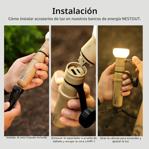 Miniatura 10 de ELECOM NESTOUT - Linterna de panel LED para acampar al aire libre con mini trípode, luz LED regulable alimentada por USB, resistente al agua y polvo