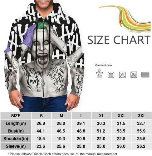 Miniatura 4 de DIYYAO The Joker - Sudadera con capucha y cremallera para hombre, con bolsillo