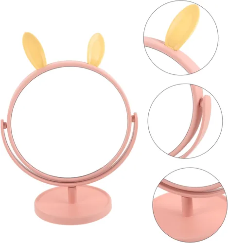 Miniatura 5 de LALAFINA Espejo de maquillaje para escritorio, con forma de orejas de conejo, cosmético de mesa para el hogar, dormitorio, baño, corte de pelo