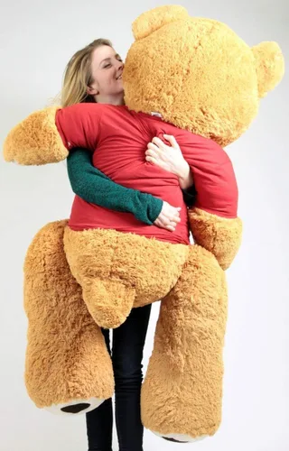 Miniatura 6 de Big Plush Abrazos y besos oso de peluche gigante de cinco pies de alto color marrón miel viste camiseta que dice abrazos y besos XOXO