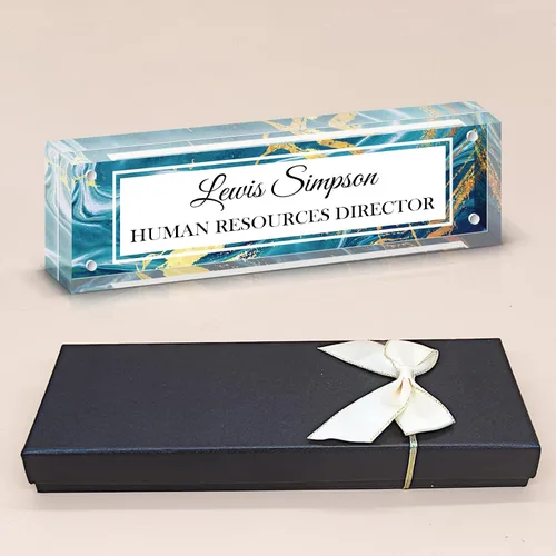 Miniatura 14 de Placa de Nombre para Escritorio, Placa de Nombre con Patrón de Doble Cara para Escritorio, Decoración de Escritorio de Oficina Personalizada