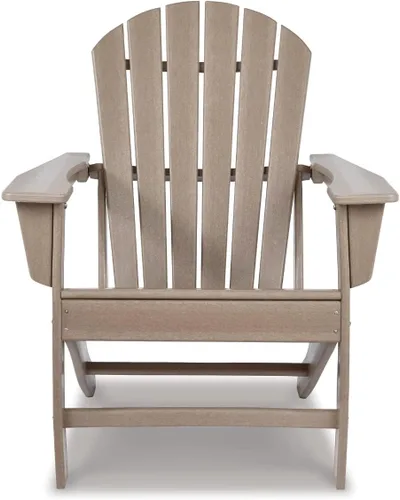 Miniatura 4 de Diseño de autor por Ashley - Silla para patio exterior Sundown Treasure Adirondack de HDPE, color marrón claro