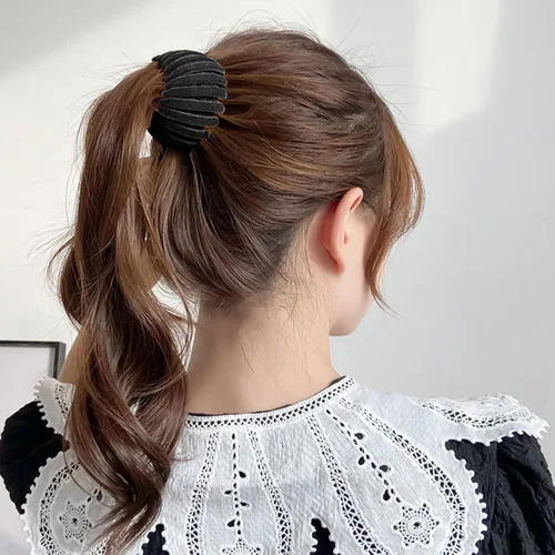 Miniatura 6 de Pinza de pelo mágica de nido de pájaro, accesorio para hacer moños, para cabello grueso y fino, 4 Negro