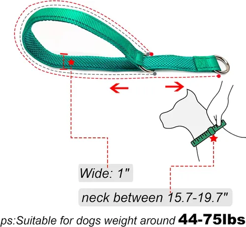 Miniatura 3 de Collar reflectante para perro, collar de perro con lazo para perros de 44 a 75 libras, collares de nailon con acolchado suave para el entrenamiento