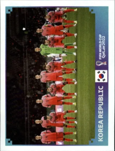 Adhesivo de fútbol de la Copa Mundial Panini 2022 #KOR1, foto del equipo, República de Corea, Grupo H, calcomanía oficial del álbum del WC de Qatar
