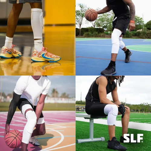 Miniatura 4 de SLEEFS Rodillera básica negra, manga de compresión, protección para correr, voleibol, baloncesto, todos los deportes, UPF 50+