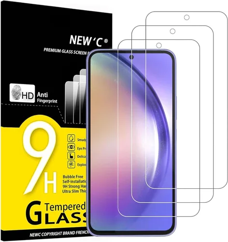 Miniatura 8 de NEW'C Paquete de 3 protectores de pantalla de vidrio templado diseñados para Samsung Galaxy A12, Galaxy A02s, resistente a los arañazos, sin