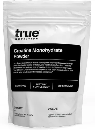 True Nutrition Monohidrato de creatina en polvo, creatina micronizada, 0.07 oz por porción, apoya la fuerza muscular, la potencia y la recuperación,