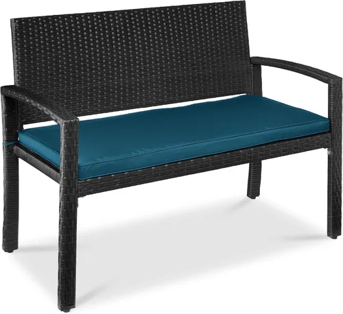 Best Choice Products Banco Exterior de Mimbre para 2 Personas, Bancos de Jardín y Patio, Mobiliario de Exterior para Patio Trasero, Porche con Cojín