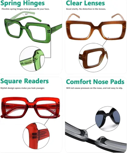 Miniatura 5 de Eyekepper Gafas cuadradas para mujer, paquete de 5 lentes elegantes para mujer