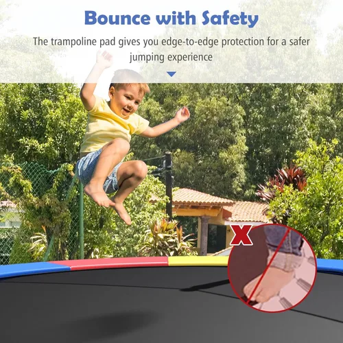 Miniatura 2 de GYMAX Funda de resorte para trampolín, 8/10/12/14/15/16 pies, almohadilla de seguridad de repuesto para trampolín, impermeable y resistente al