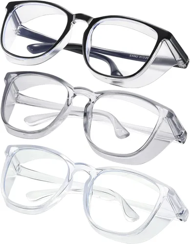 Miniatura 18 de Gafas de seguridad para enfermeras, gafas protectoras – Antivaho marco cuadrado elegante gafas transparentes para mujeres y hombres C16-negro Gery
