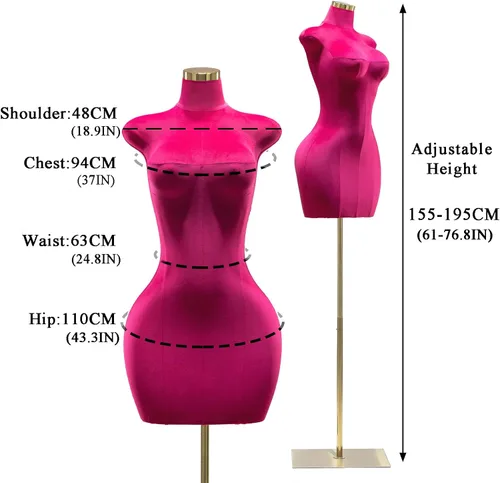Miniatura 5 de Torso de maniquí femenino con curvas de tamaño grande, forma de vestido de cuerpo ajustable con base cuadrada de metal, pantalla de cuerpo completo