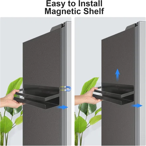 Miniatura 6 de Uten Estante grande para especias para refrigerador, paquete de 2 estantes magnéticos fuertes, organizador de refrigerador movible, ahorro de Gris