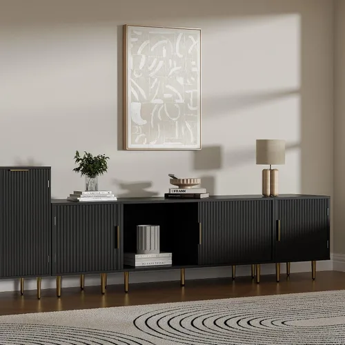 Miniatura 8 de Housoul Soporte de TV de 71 pulgadas para TV de 50/60/70/80 pulgadas, soporte de TV moderno para TV de 75 pulgadas, centro de entretenimiento