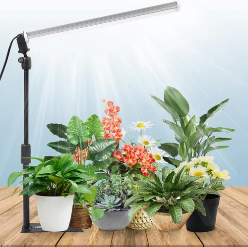 Miniatura 12 de Luz LED de pie para crecimiento, barra T8 ajustable de 2 pies, luz blanca de 4500 K de espectro completo para cultivo de plantas en el soporte
