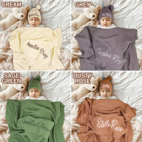 Miniatura 7 de Manta de bebé personalizada, 100% certificado GOTS, manta de envolver personalizada con nombre, mantas de recepción para niños y niñas, regalos Azul