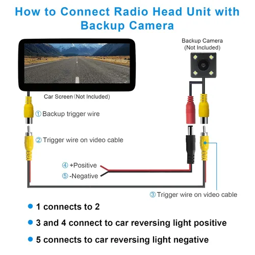 Miniatura 5 de LBW Cable de video RCA para cámara de respaldo premium, cámara de estacionamiento de visión trasera trasera con cable de detección