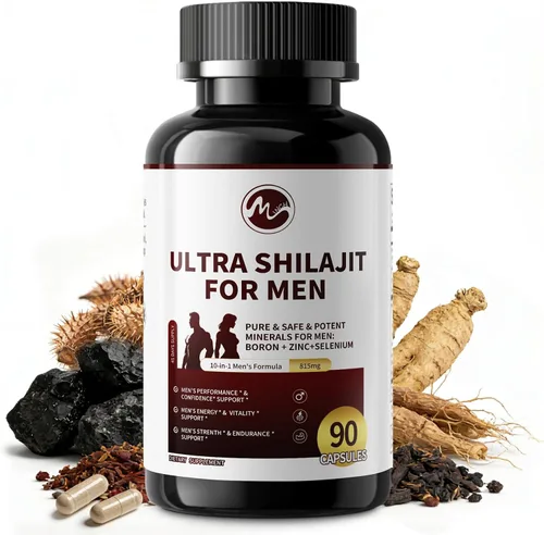 Shilajit para hombres, refuerzo de prueba 10 en 1 para hombres – Potenciador de resistencia, vitalidad y fuerza, suplemento de mejora masculina con