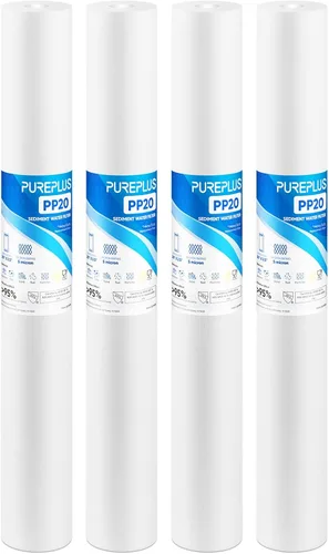 PUREPLUS Filtro de Agua para Sedimentos de Toda la Casa de 5 Micrones 20" x 2.5", Prefiltración de Sedimentos de 20 pulgadas, Cartucho de Repuesto