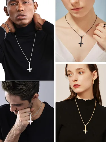 Miniatura 2 de PROSTEEL Satanic Jewelry Upside Down Cross Necklace for Men Women, 316L Stainless Steel/925 Sterling Silver Inverted Cross/Leviathan Cross Pendant