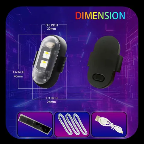 Miniatura 6 de Luces estroboscópicas RGB para aviones con control remoto, luz estroboscópica inalámbrica LED de 8 colores, multimodo, luces de advertencia