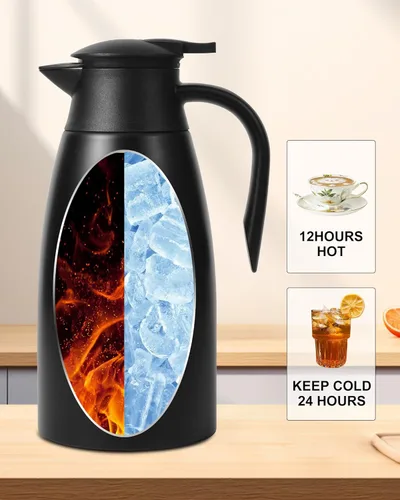 Miniatura 3 de Jarra térmica de café de 70 onzas para mantener el calor, 2 dispensadores de Airpot, olla térmica aislada al vacío de acero inoxidable para café