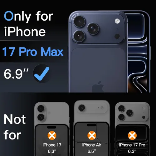 Miniatura 2 de JETech Protector de lente de cámara para iPhone 17 Pro Max de 6.9 pulgadas, vidrio templado 9H, antiarañazos, compatible con fundas, no afecta