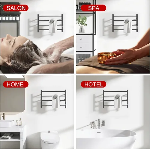 Miniatura 7 de Toalleros térmicos para baño, calentadores eléctricos de toallas para montar en la pared con temporizador y control de temperatura, calentador