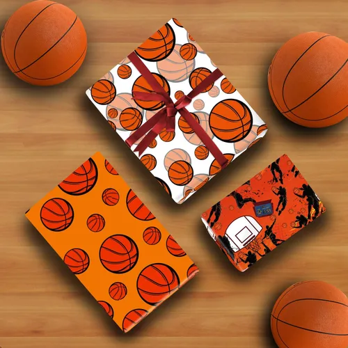Miniatura 4 de Mpanwen Papel de regalo de baloncesto para niños y niños, 12 hojas de papel de regalo con temática de baloncesto para Navidad, cumpleaños, Cowboy