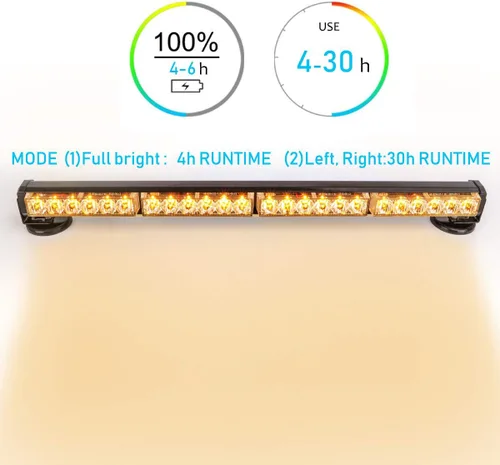 Miniatura 5 de Barra de luces de emergencia inalámbrica ámbar de 24 pulgadas para asesor de tráfico, con batería, luz estroboscópica de advertencia, destello