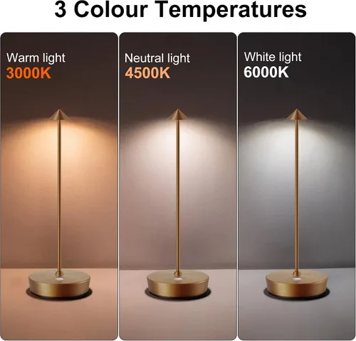 Miniatura 4 de SAKRINGT Paquete de 2 lámparas de mesa inalámbricas recargables, 6000 mAh, a prueba de agua, atenuación continua, moderna, portátil, luz de mesa LED