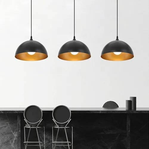 Miniatura 4 de Luces colgantes industriales, luces colgantes de cúpula negra de 11.8", lámpara colgante vintage ajustable para isla de cocina, restaurante, bar