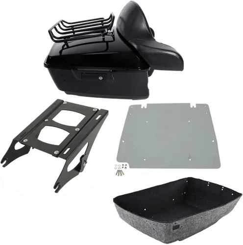 Miniatura 13 de TCMT King - Caja para maletero de motocicleta, almohadilla para respaldo, portaequipajes, altavoces, luces laterales, luz trasera para Harley