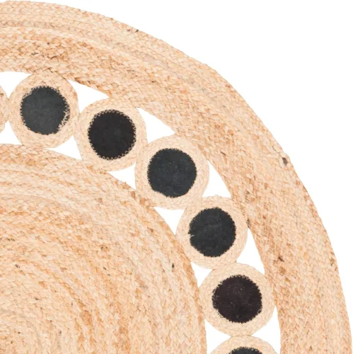 Miniatura 7 de SAFAVIEH Natural Fiber Round Collection NF370Z - Alfombra redonda de yute y cuero de 3 pies, hecha a mano, color beige y negro