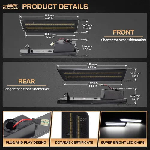 Miniatura 3 de Luces LED blancas de marcador lateral para Dodge Challenger 2008 2009 2010 2011 2012 2013 2014 luces reflectoras de señal de parachoques delantero