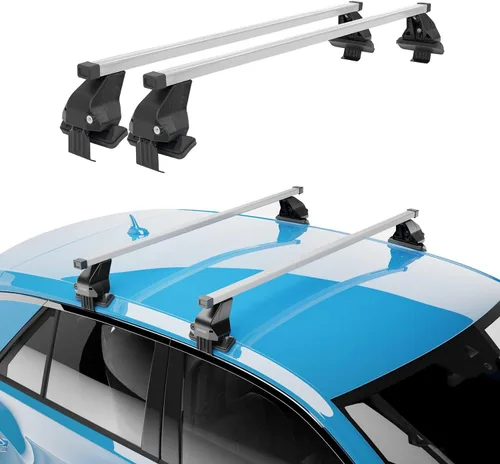 Miniatura 2 de OMAC Portaequipajes de techo liso para Mazda CX-3 2016-2021, color gris, 2 piezas antirrobo para viajes, kayak, canoa, surf, esquí, snowboard